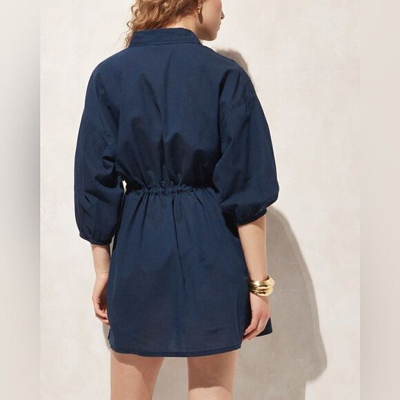 J Crew Cinched Shirt Dress in Indigo Cotton Voile NWT - Picture 3 of 9